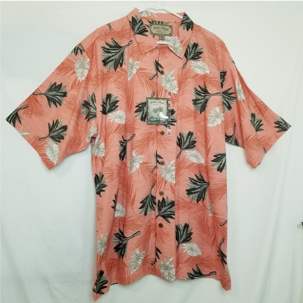 NWT's - Palm Island Tropical Light Orange Hawaiian Short Sleeve Shirt Size XXL